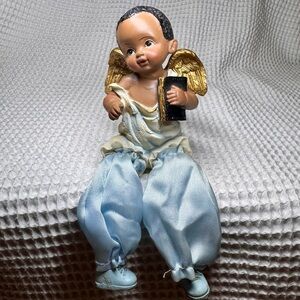 Vintage Collectible African American Angel Shelf Sitter Figurine Bible